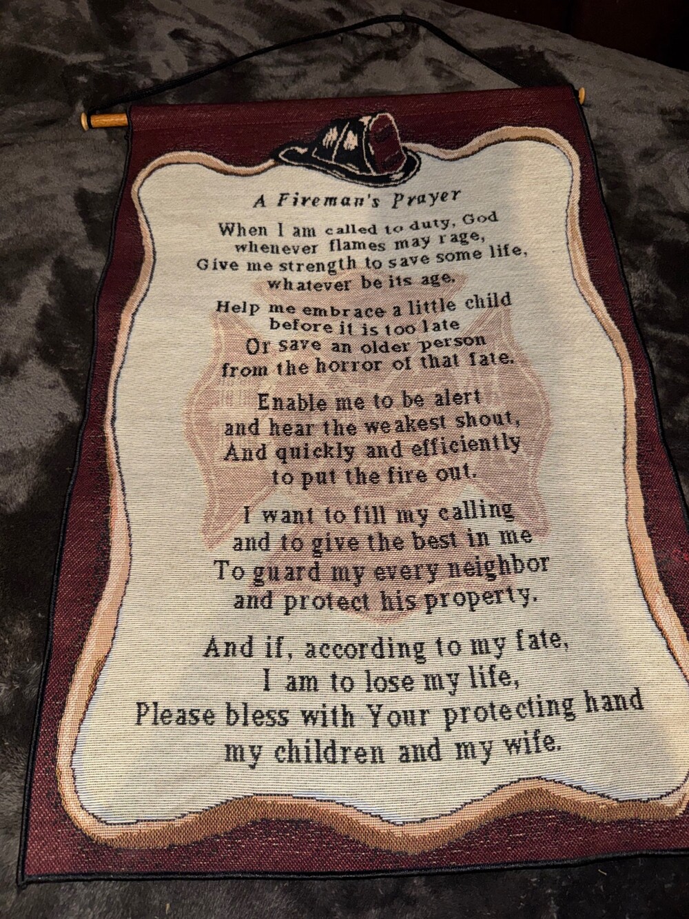 Fireman's Prayer Wall Hanging Tapestry Cotton Polyester Decor 25x17